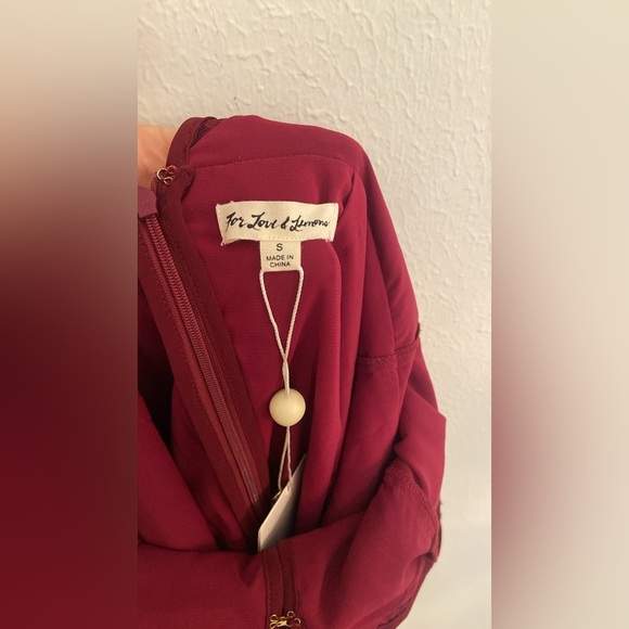 NWT For Love And Lemons Burgundy Daphne Lace Mini Dress - Picture 9 of 10